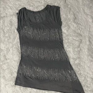INC Gray Top with Silver Accents